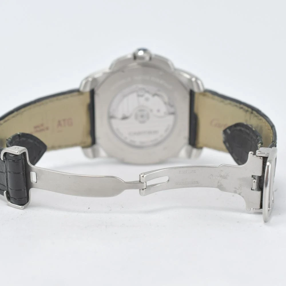 Cartier Black Stainless Steel & Leather Calibre de Cartier Automatic Men's Wristwatch