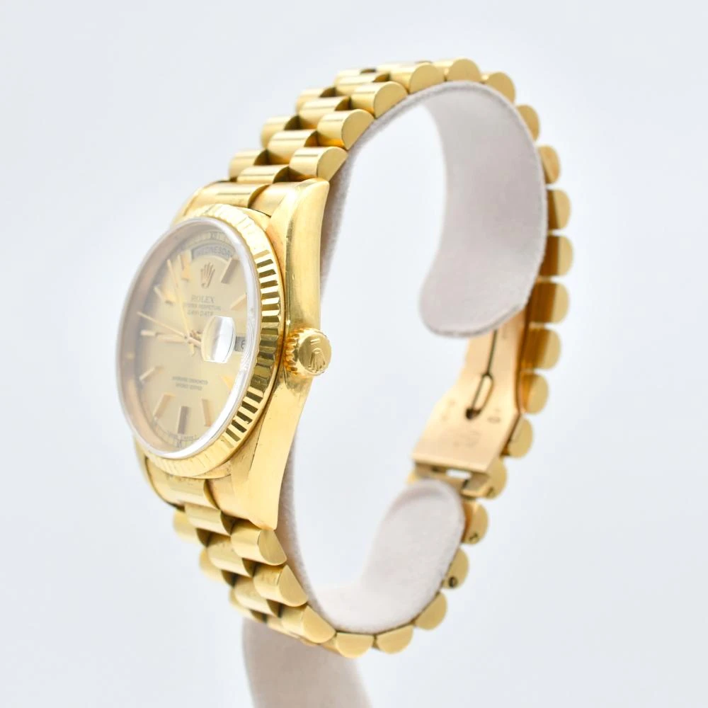 Rolex Champagne 18k Yellow Gold Day-Date 18038 Automatic Men's Wristwatch