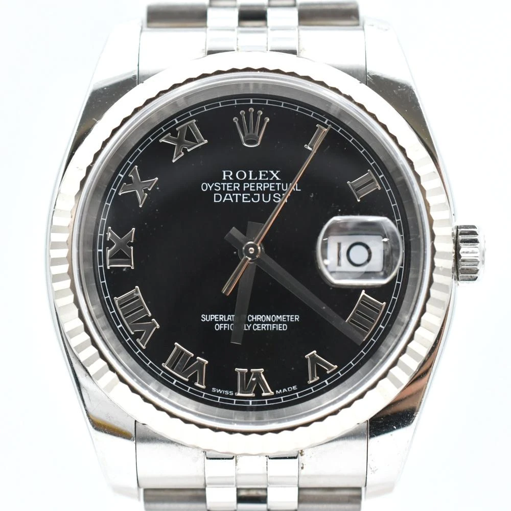 Rolex Datejust 116234 Black Dial Roman 18k White Gold & Stainless Steel Jubilee Bracelet Automatic Men's Watch