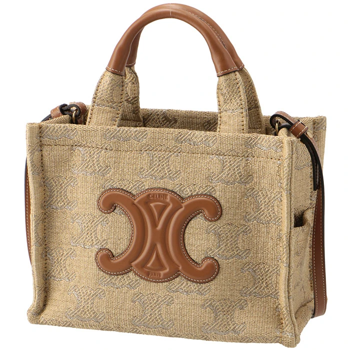 Celine THAIS Cabas Triomphe Raffia Effect Logo