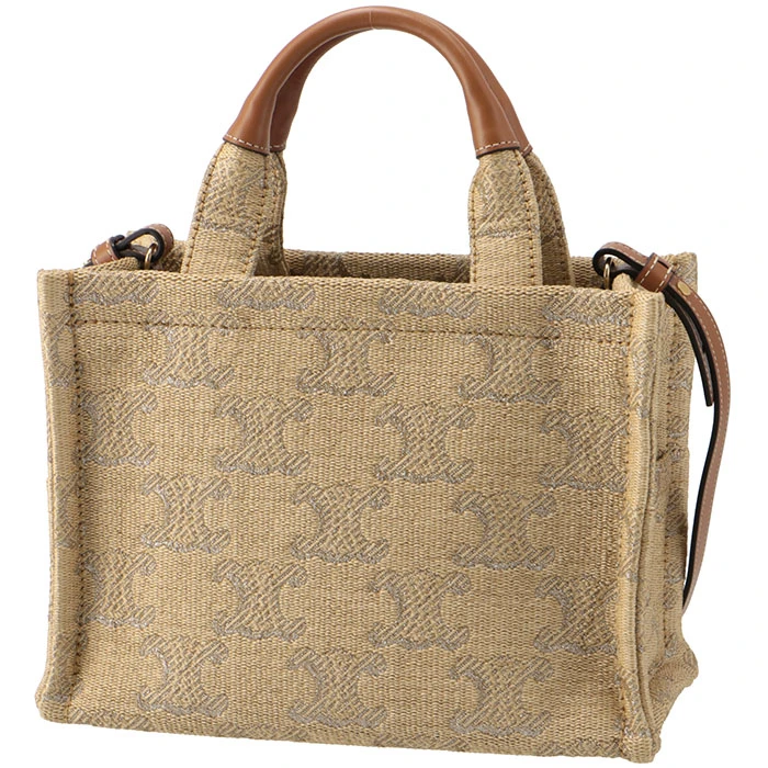 Celine THAIS Cabas Triomphe Raffia Effect Logo