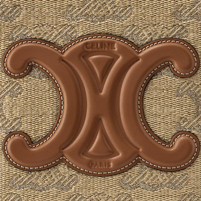 Celine THAIS Cabas Triomphe Raffia Effect Logo