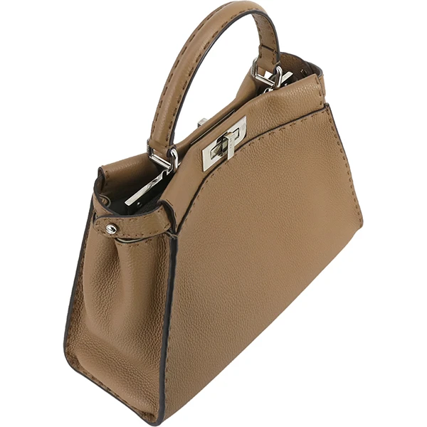 Fendi Brown Selleria Leather Medium Peekaboo Top Handle Bag