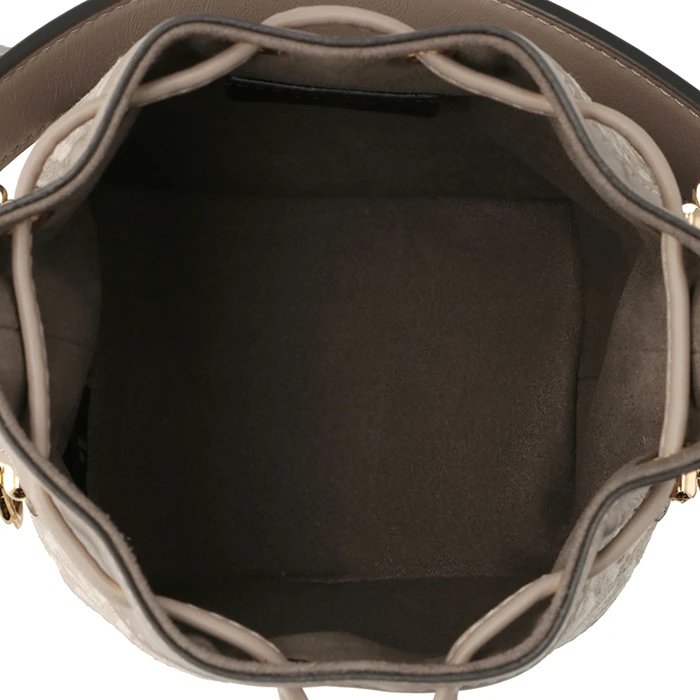 Fendi Beige Brown Small FF Logo Mini Mon Tresor Bucket Bag