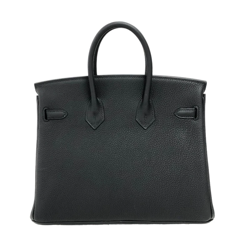 Hermes Birkin (Stamp U) Size 25 Togo Leather Handbag in Black color with Gold Hardware