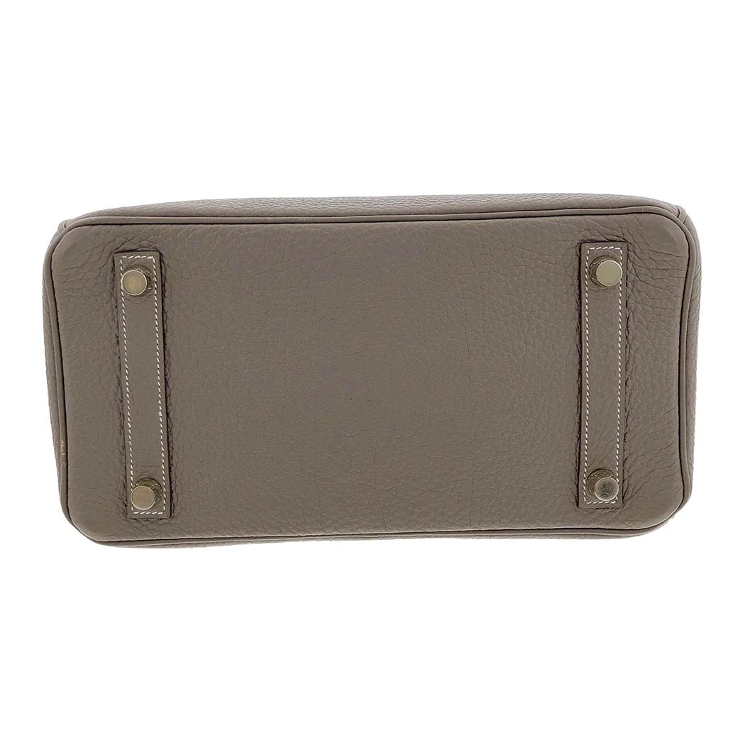 Hermes 2009 Birkin (Stamp M) Size 25 Togo Leather Handbag in Etoupe color with Gold Hardware