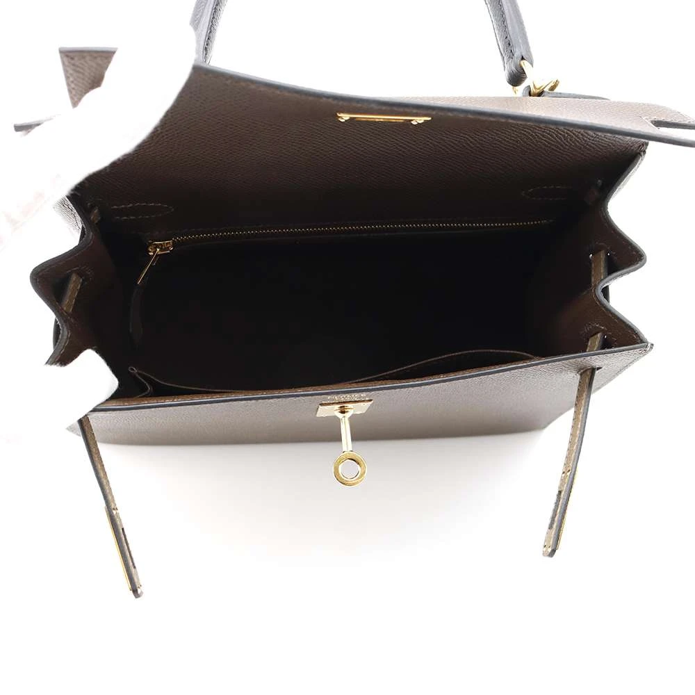 Hermes 2023 (Stamp B) Tricolor Ebene/Etoupe/ Black Kelly in Epsom Leather with Gold Hardware