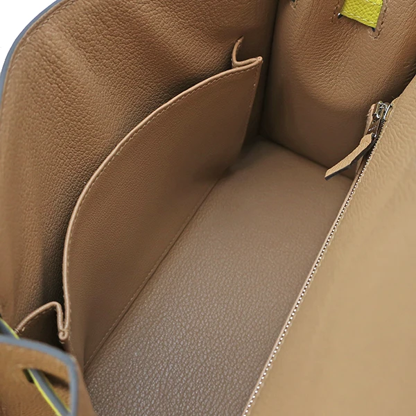 Hermes 2022 (Stamp U) Tricolor Chai/Mauve Sylvestre /Lime Kelly in Epsom Leather with Palladium Hardware