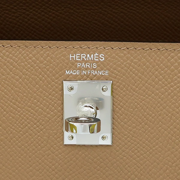 Hermes 2022 (Stamp U) Tricolor Chai/Mauve Sylvestre /Lime Kelly in Epsom Leather with Palladium Hardware