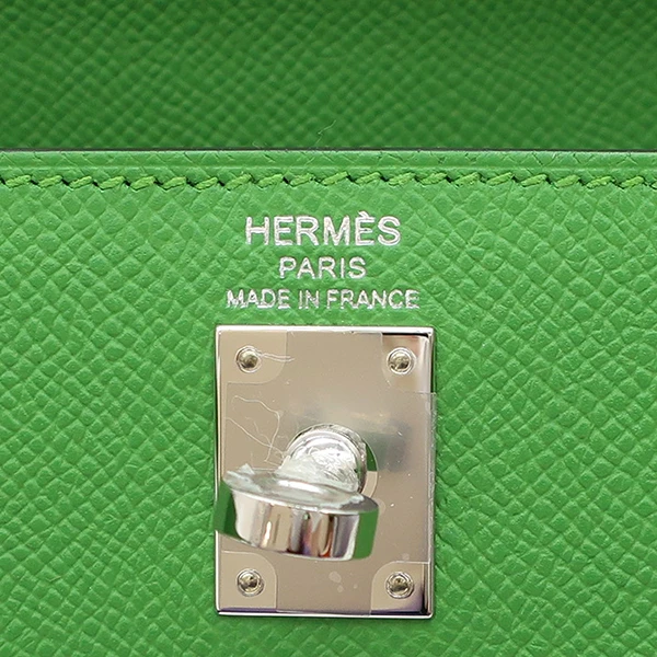 Hermes 2023 (Stamp B) Size 25 Epsom leather Kelly Vert Yucca in Color with Palladium Hardware