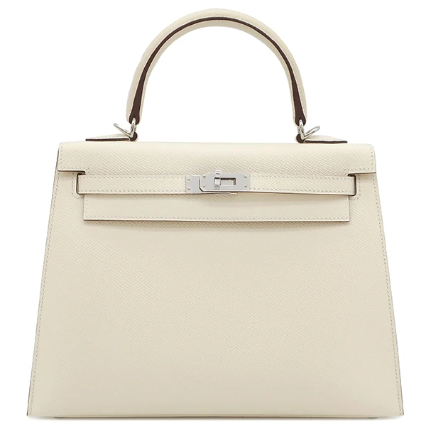 Hermes 2022 (Stamp U) Size 25 Epsom leather Kelly Nata x Sesame in Color with Palladium Hardware