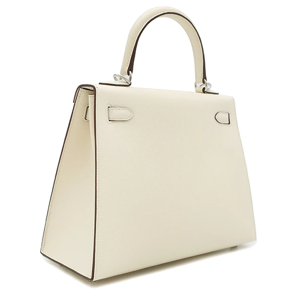 Hermes 2022 (Stamp U) Size 25 Epsom leather Kelly Nata x Sesame in Color with Palladium Hardware