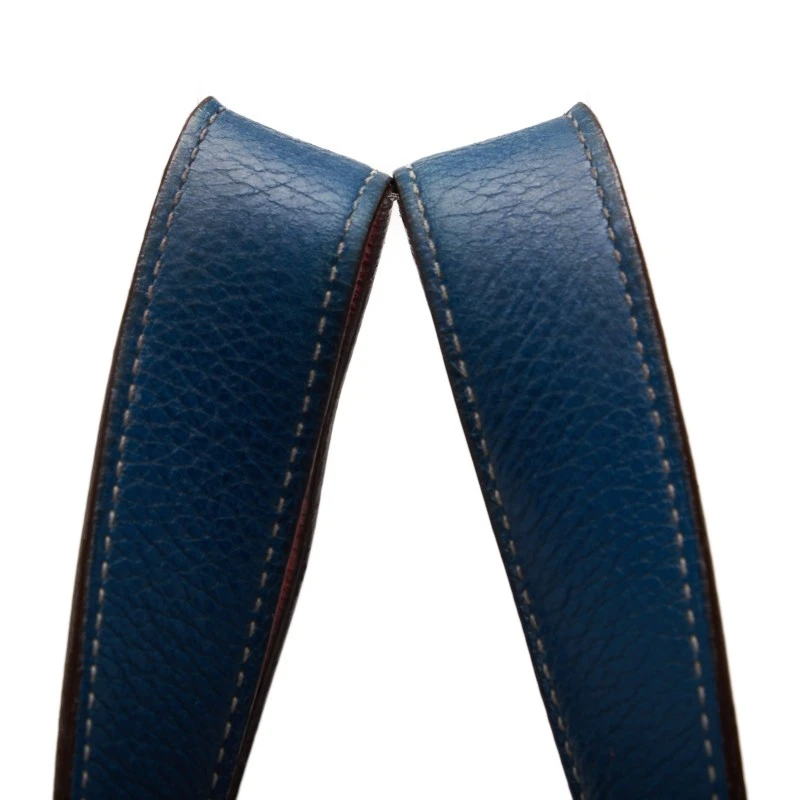 HERMES Picotin Lock MM (Stamp P) Bicolor Handbag Taurillon Clemence Rouge Casaque x Colvert (Silver Hardware)