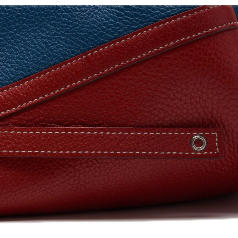 HERMES Picotin Lock MM (Stamp P) Bicolor Handbag Taurillon Clemence Rouge Casaque x Colvert (Silver Hardware)