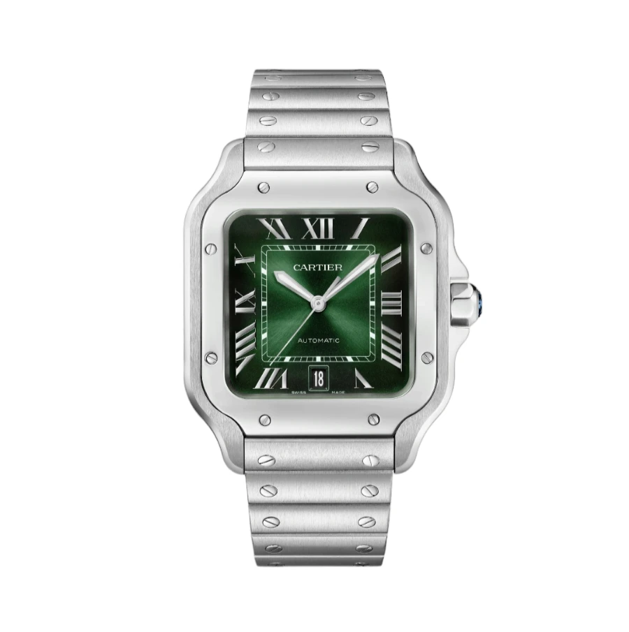 Cartier 2024 Santos WSSA0062 Large Green Dial Stainless Steel Automatic Men's Watch 39.8 mm