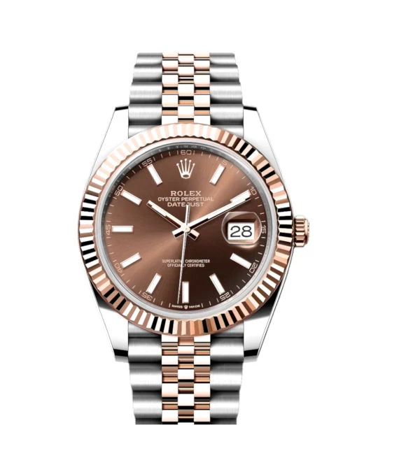 Rolex 2024 Chocolate Datejust 126333 18k Everose Gold & Stainless Steel Jubilee Bracelet Men's Wristwatch 41 mm
