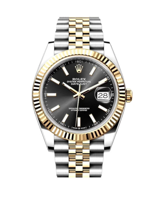 Rolex 2024 Black Datejust 126333 18k Yellow Gold & Stainless Steel Jubilee Bracelet Men's Wristwatch 41 mm