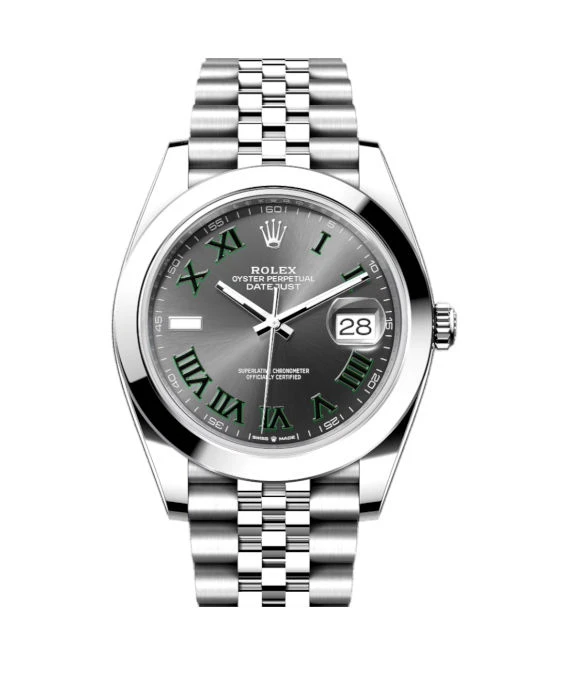 Rolex 2024 Slate Datejust 126300 Wimbledon Stainless Steel Jubilee Bracelet Men's Wristwatch 41 mm