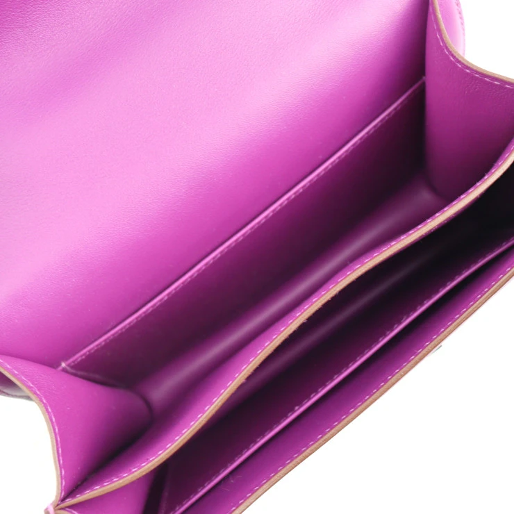 Hermes (Stamp T) Size 18 Swift leather Constance 3 Mini Anemone Purple in Color with Palladium Hardware