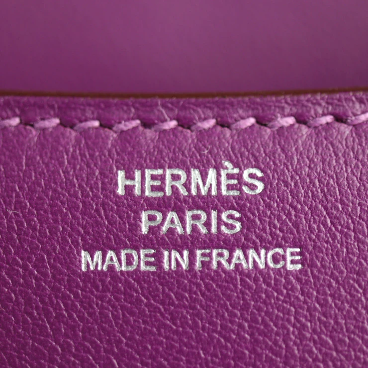 Hermes (Stamp T) Size 18 Swift leather Constance 3 Mini Anemone Purple in Color with Palladium Hardware