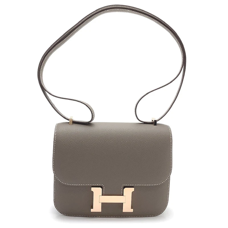Hermes (Stamp B) Epsom Leather Constance Mini Etoupe in Color with Rose Gold Hardware