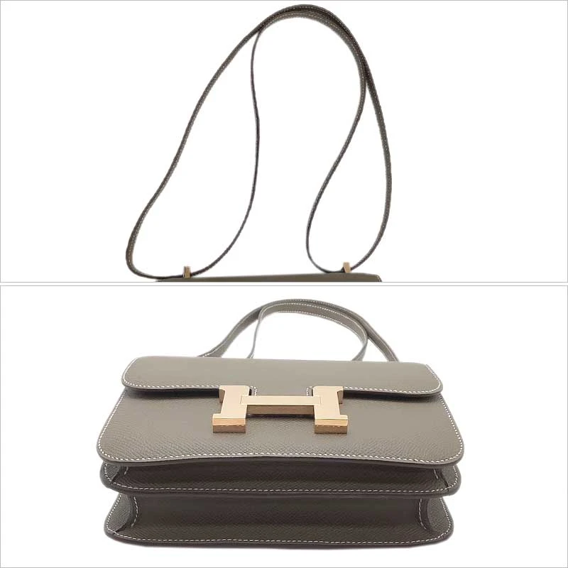 Hermes (Stamp B) Epsom Leather Constance Mini Etoupe in Color with Rose Gold Hardware
