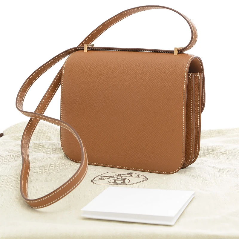 Hermes (Stamp U) Size 18 Epsom Leather Constance Mini Gold in Color with Rose Gold Hardware
