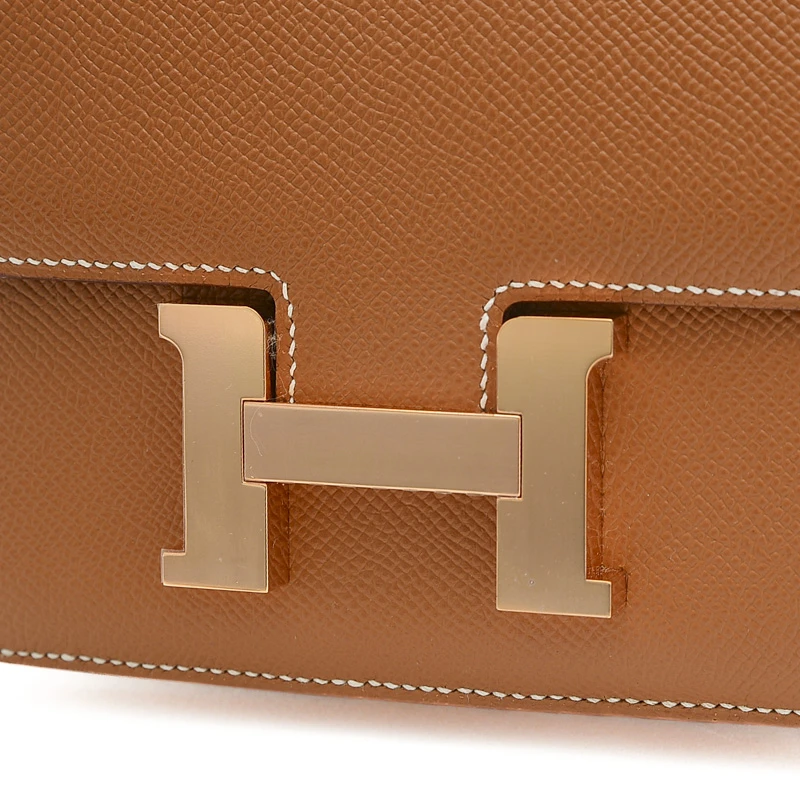 Hermes (Stamp U) Size 18 Epsom Leather Constance Mini Gold in Color with Rose Gold Hardware