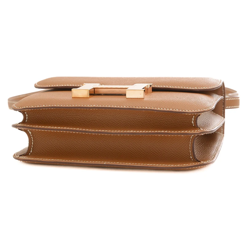 Hermes (Stamp U) Size 18 Epsom Leather Constance Mini Gold in Color with Rose Gold Hardware