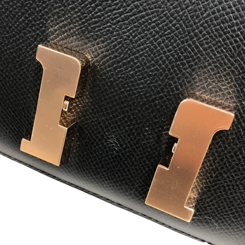 Hermes (Stamp B) Size 18 Epsom Leather Constance 3 Mini Black in Color with Rose Gold Hardware