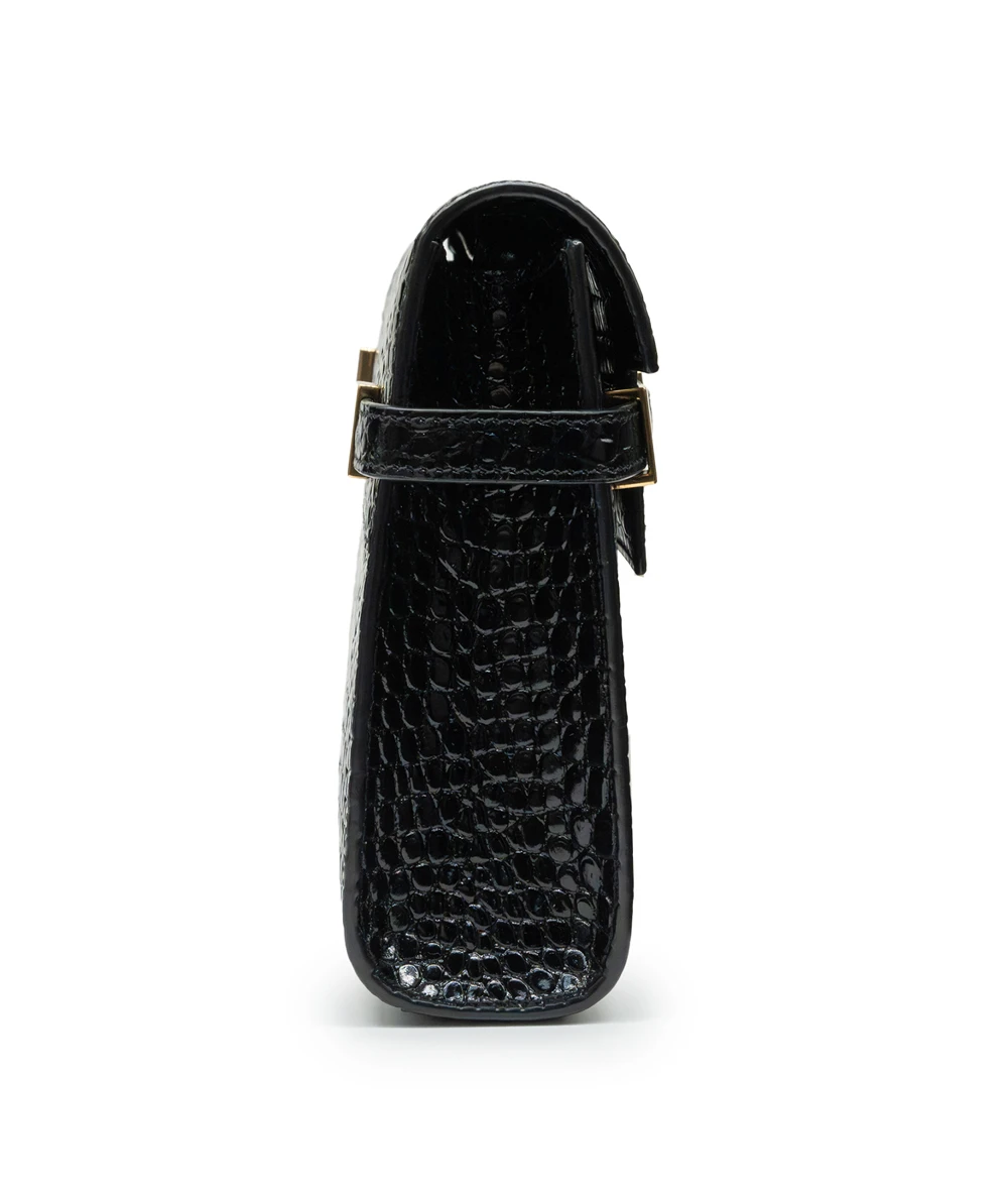 Saint Laurent Manhattan Crocodile-embossed Shiny Leather Shoulder Bag