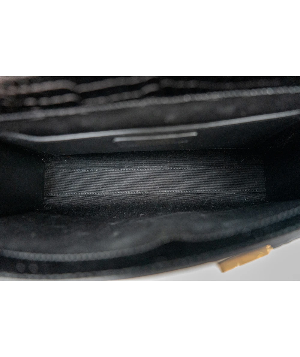 Saint Laurent Manhattan Crocodile-embossed Shiny Leather Shoulder Bag