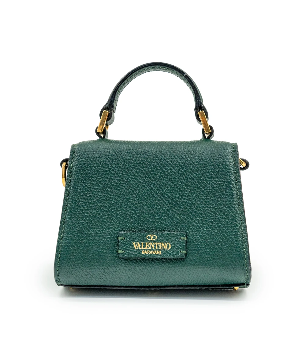 Valentino Garavani VSLING Micro Handbag in Dark Green Calfskin Leather with VLogo Signature Closure