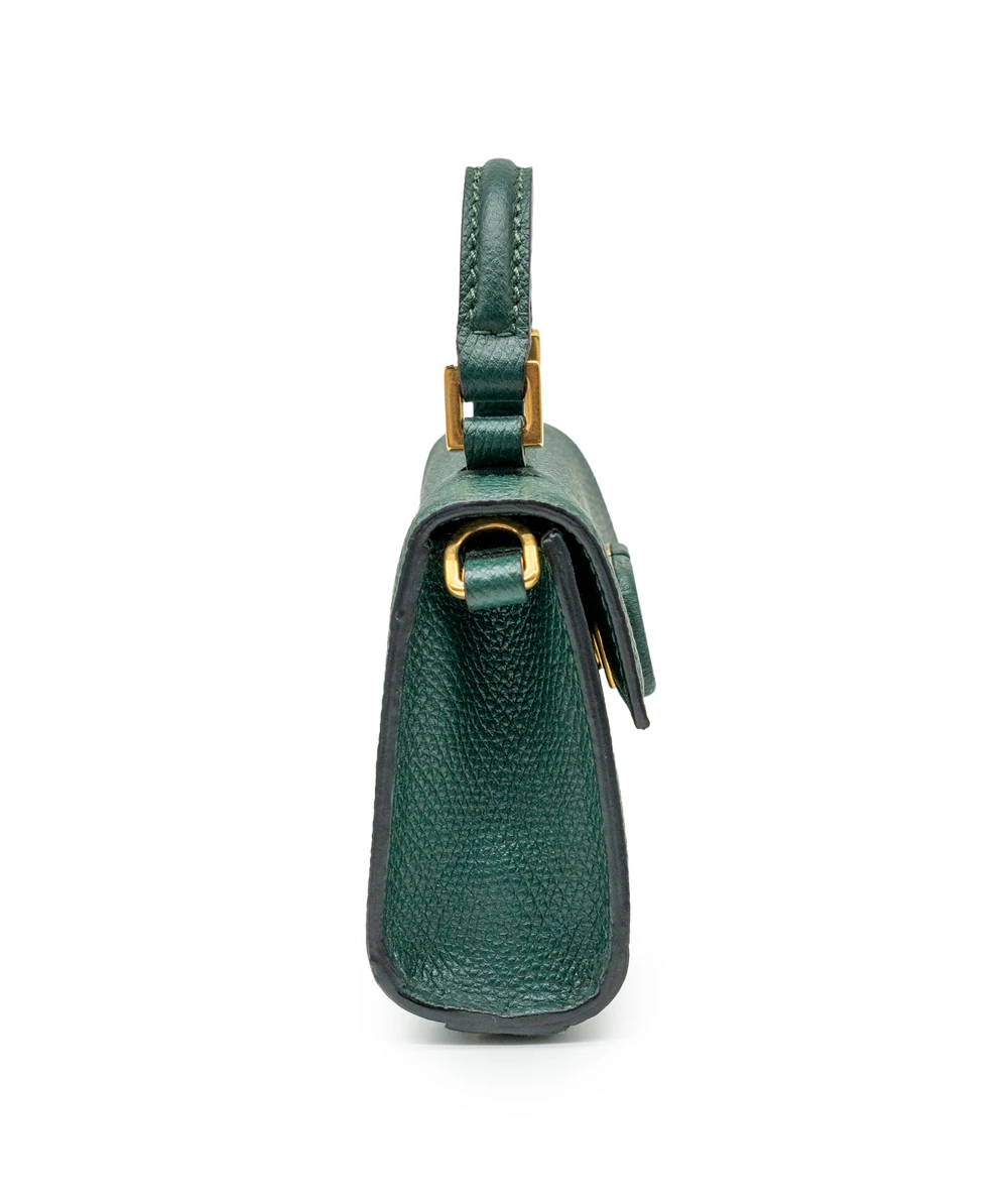 Valentino Garavani VSLING Micro Handbag in Dark Green Calfskin Leather with VLogo Signature Closure