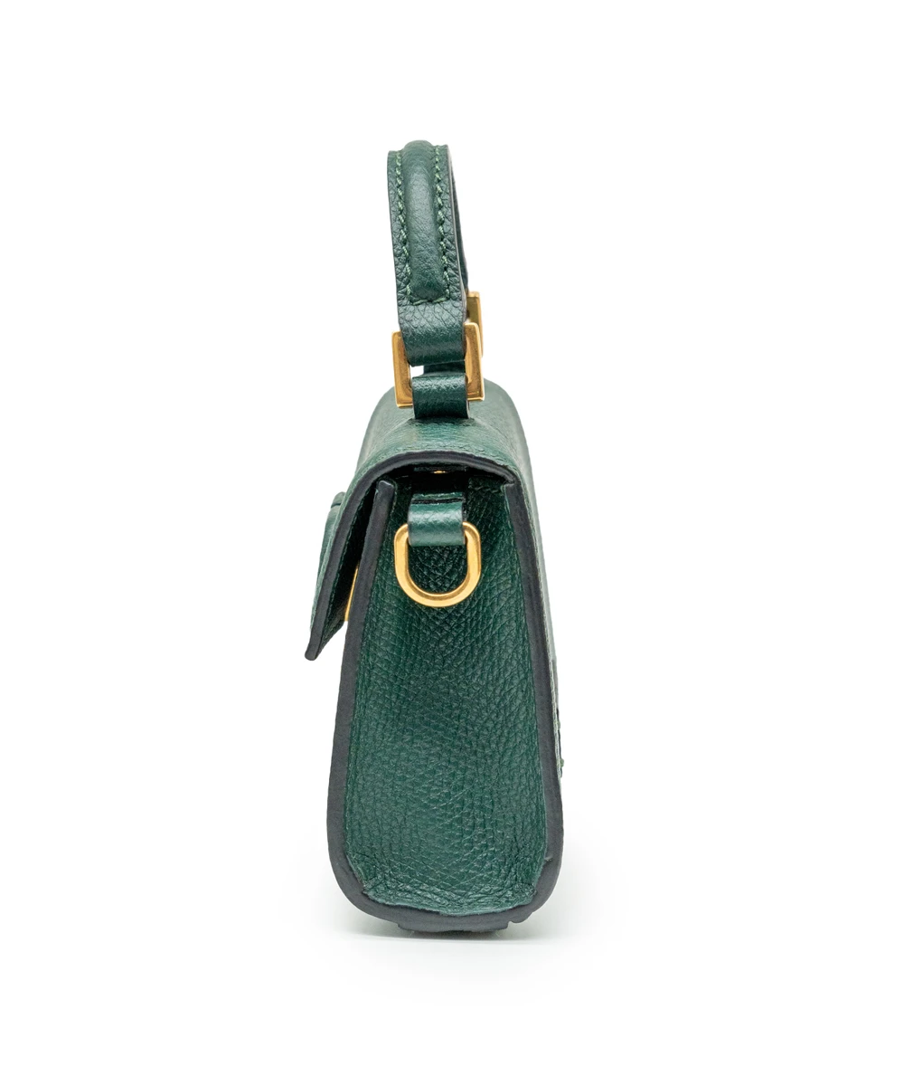 Valentino Garavani VSLING Micro Handbag in Dark Green Calfskin Leather with VLogo Signature Closure