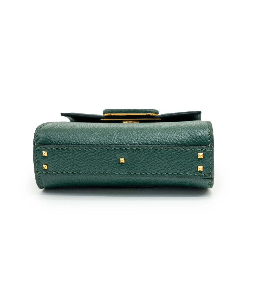 Valentino Garavani VSLING Micro Handbag in Dark Green Calfskin Leather with VLogo Signature Closure
