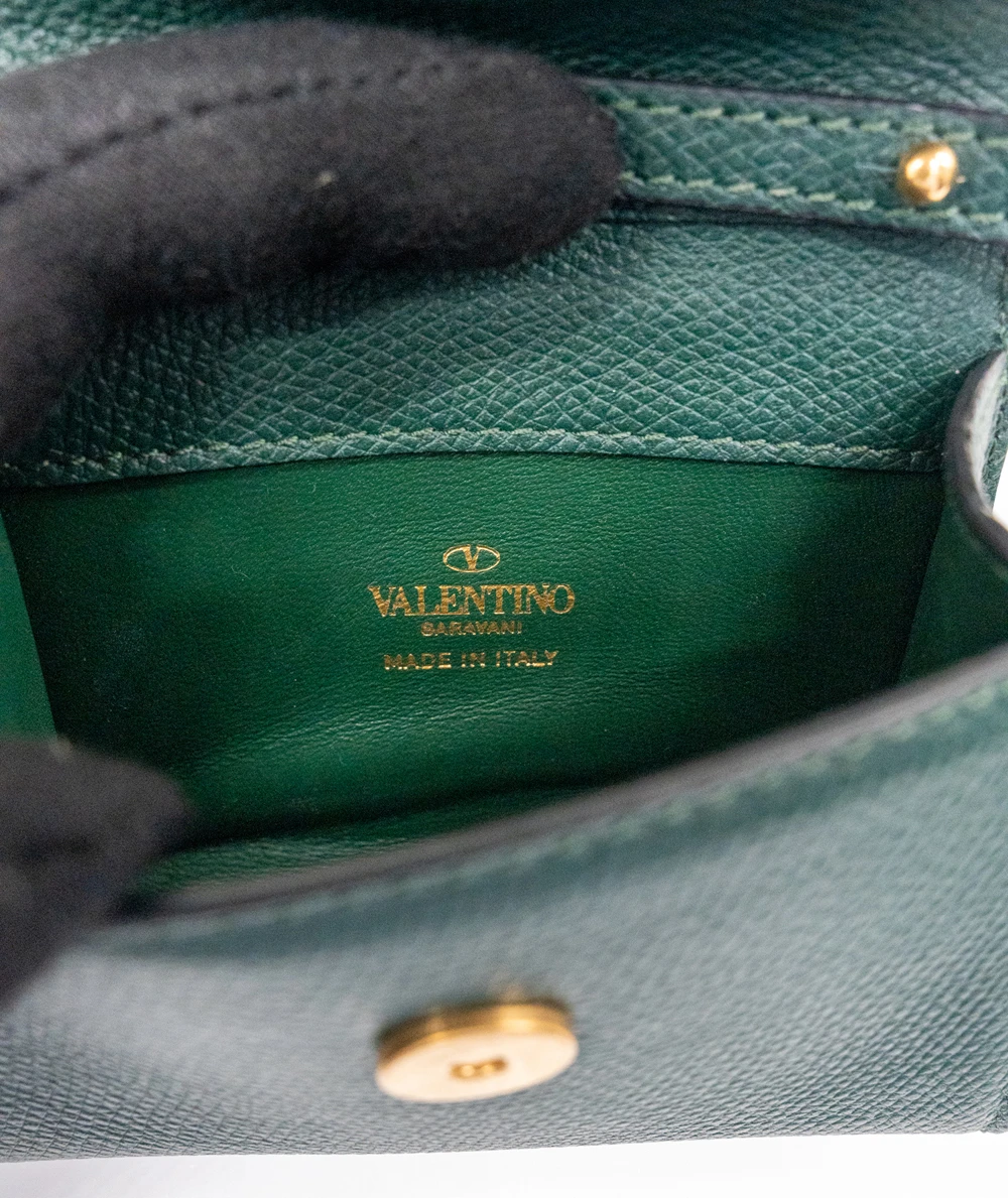 Valentino Garavani VSLING Micro Handbag in Dark Green Calfskin Leather with VLogo Signature Closure