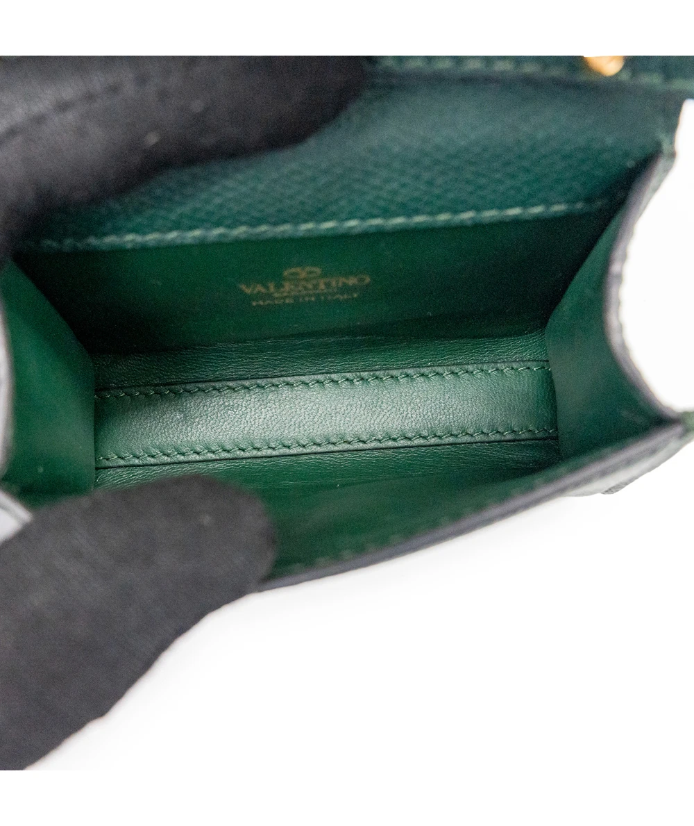 Valentino Garavani VSLING Micro Handbag in Dark Green Calfskin Leather with VLogo Signature Closure
