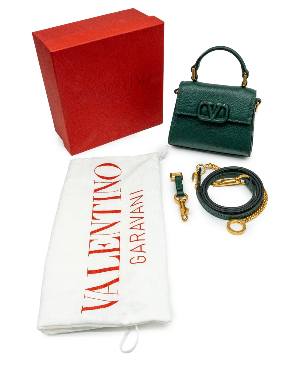 Valentino Garavani VSLING Micro Handbag in Dark Green Calfskin Leather with VLogo Signature Closure