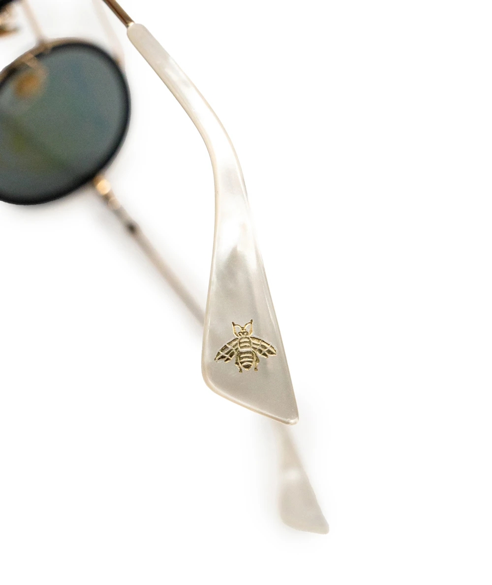 Gucci Round Frame Sunglasses with Tiger Emblem