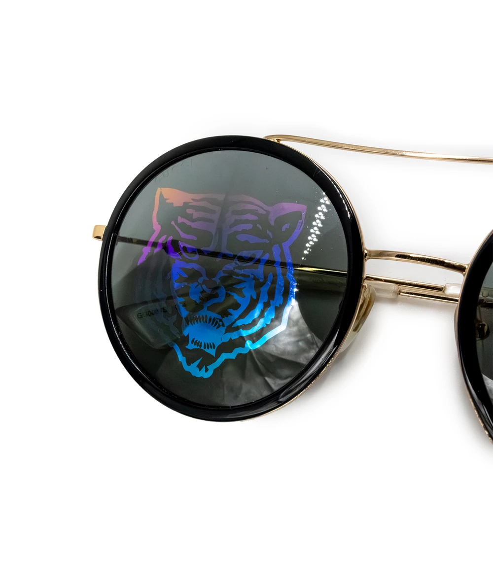 Gucci Round Frame Sunglasses with Tiger Emblem