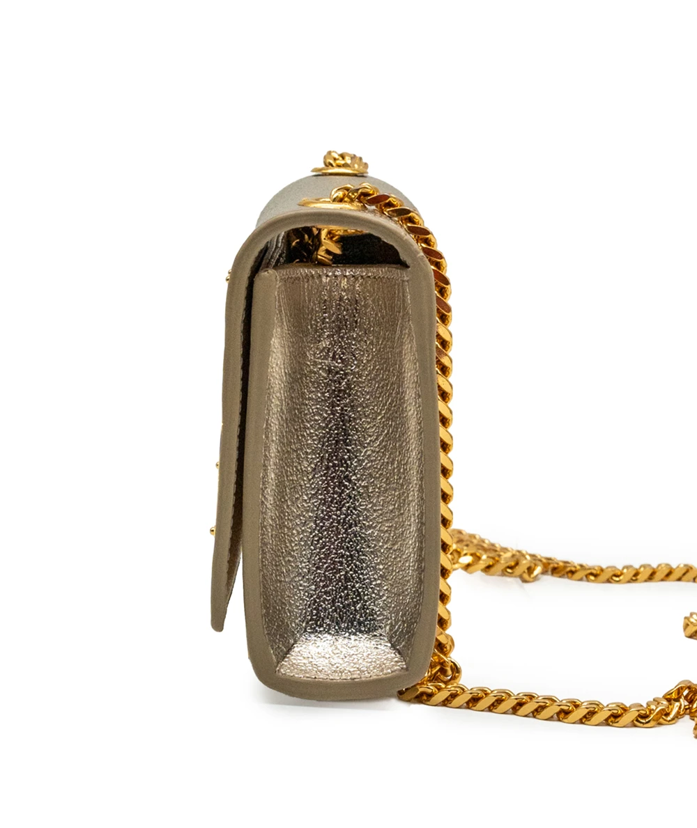 Saint Laurent Pale Gold Leather Small Monogram Kate Shoulder Bag