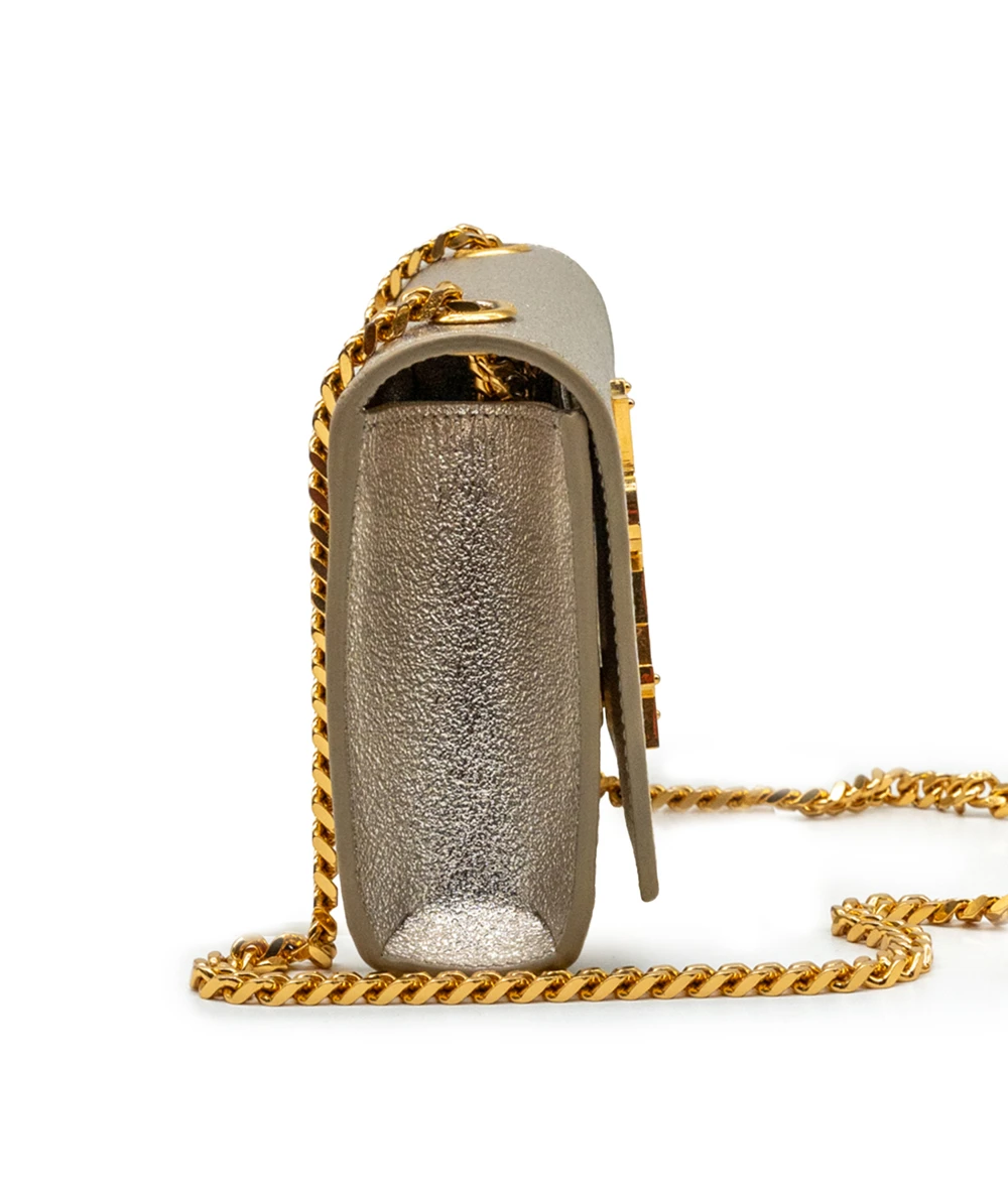 Saint Laurent Pale Gold Leather Small Monogram Kate Shoulder Bag