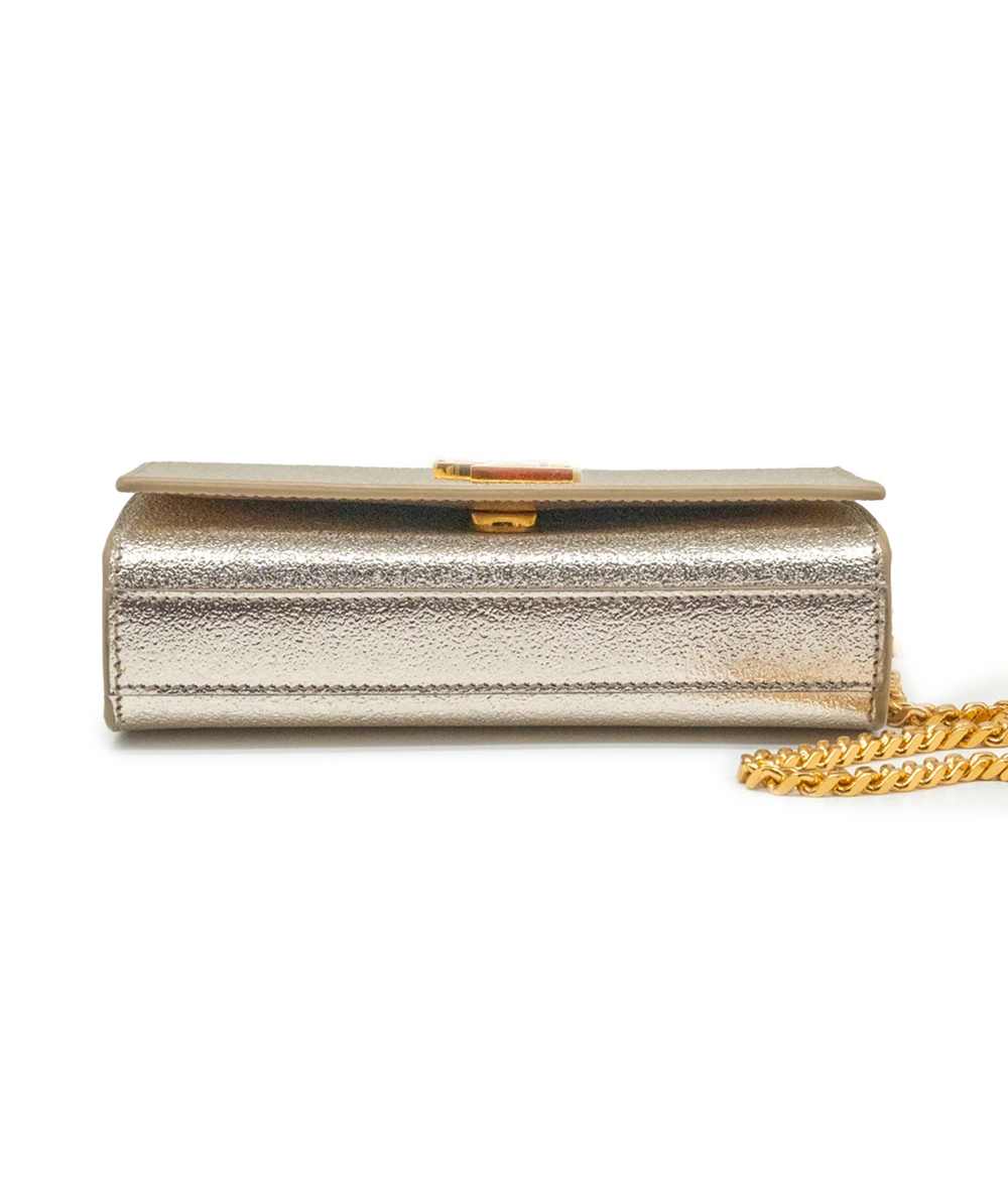 Saint Laurent Pale Gold Leather Small Monogram Kate Shoulder Bag