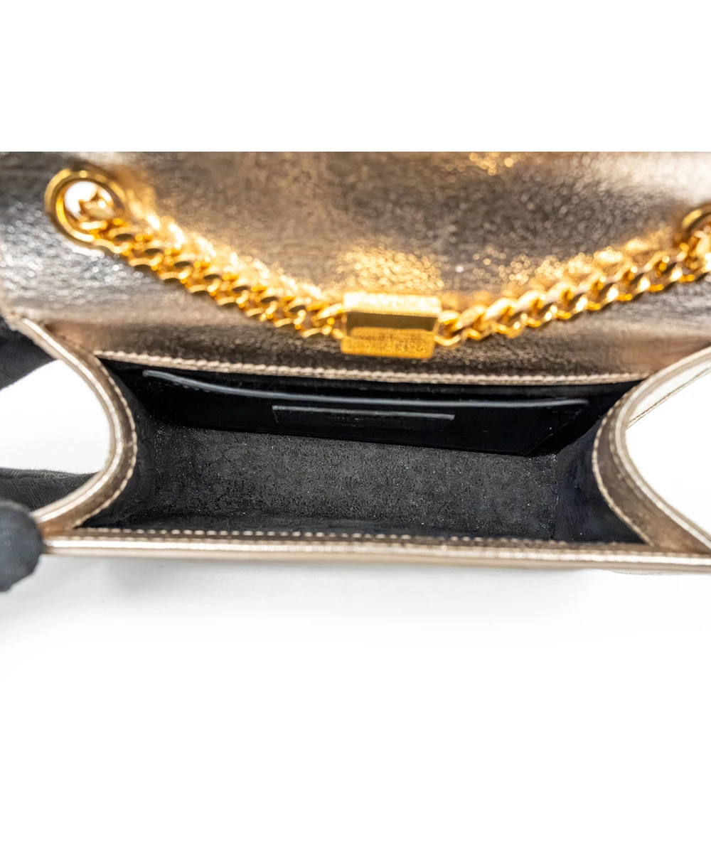Saint Laurent Pale Gold Leather Small Monogram Kate Shoulder Bag