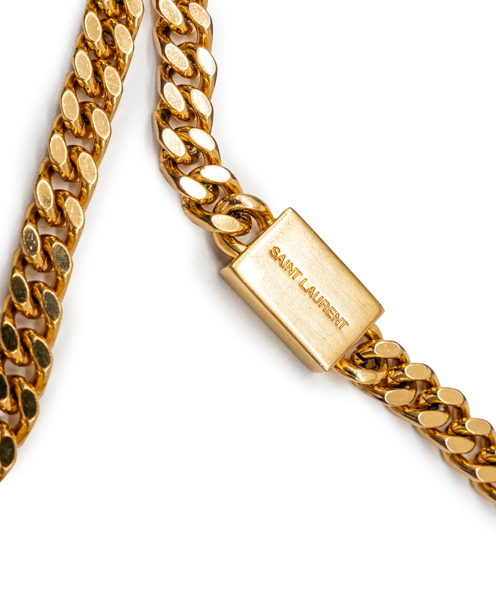 Saint Laurent Pale Gold Leather Small Monogram Kate Shoulder Bag