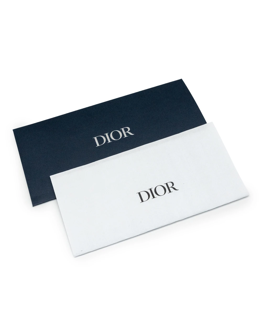 Christian Dior Blue/Beige Oblique Jacquard Card Holder