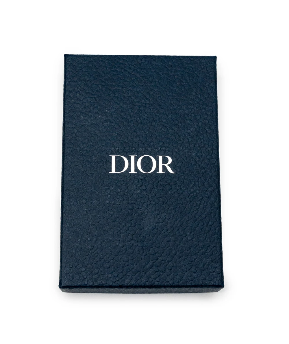 Christian Dior Blue/Beige Oblique Jacquard Card Holder