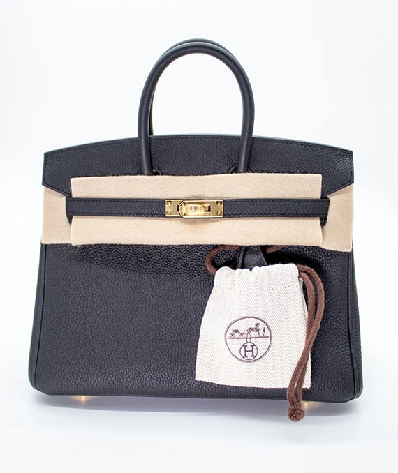 Hermes Birkin (Stamp U) Size 25 Togo Leather handbag in Black with Gold Hardware Brand New Year 2022