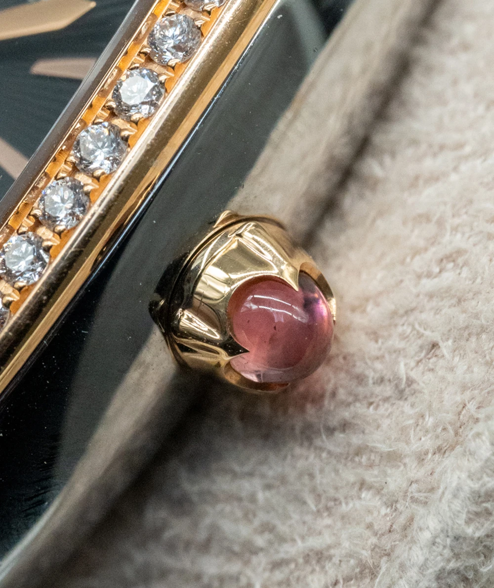 Bvlgari Serpenti 35mm Black Dial 18K Yellow Gold and Stainless Steel Tubogas Women's Wristwatch with Diamond Encrusted Bezel